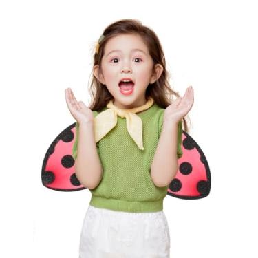 Imagem de Totority Asas de joaninha dobráveis para fantasia de cosplay leve e segura, acessório vermelho vibrante, asas de inseto para festas e apresentações, fácil de carregar e armazenar cores aleatórias