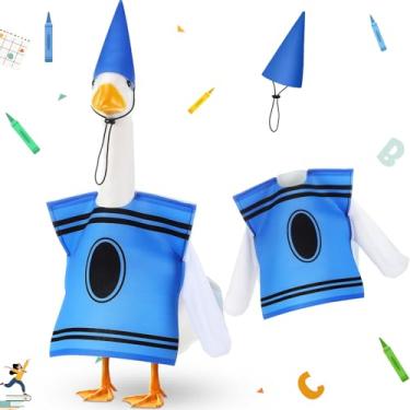 Imagem de Geyoga Fantasia de giz de cera de ganso de Halloween roupas de gansos de outono 58,4 cm, sala de aula, gramado, escola, jardim, pátio, quintal, decorações ao ar livre (azul, giz de cera)