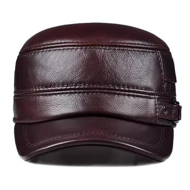 Imagem de Boné militar de couro vintage masculino boné de exército chapéu de exército outono inverno boné de taxista dirigindo caça (A-M