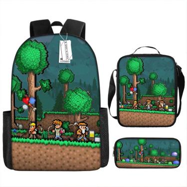 Imagem de Conjunto de mochilas Terrarias Cartoon Kids School 3 unidades de anime