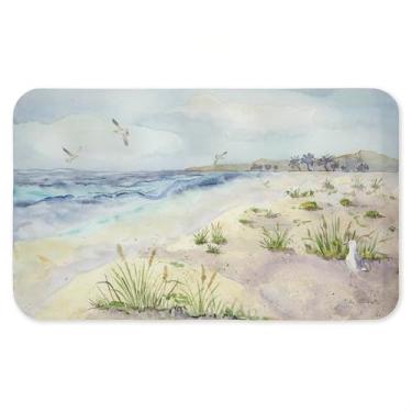 Imagem de Tapete antifadiga Seagull by Beach Shore, ergonômico acolchoado para cozinha e tapete de pé com suporte antiderrapante, tapete confortável ecológico, design por Audrey Jeanne Roberts, 76 x 45 cm