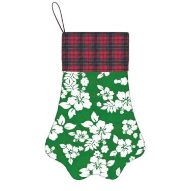 Imagem de SKKNT Hawaii Flower Print Meias de Natal Animais de Estimação Decoração de Natal Cães Gatos Árvore Decoração Doce Presente Conveniente