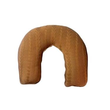 Imagem de Almofada de Amamentação em Tricot com Zíper, Formato em U, 37x45x13cm, Enchimento Siliconado, Hipoalergênica, Acrílico 100% (Cobre)