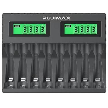 Imagem de Carregador De Pilhas Recarregáveis Tela LCD Nível de Carga em Tempo Real AA/AAA 8 Slots 1.2V