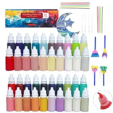 Imagem de Kit de pintura de mármore de água com 73 peças, tinta de água de Natal para artesanato, conjunto de artesanato com padrão de mármore turco, kit de arte em aquarela creme, perfeito para presentes de