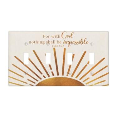 Imagem de VGHOKO Mid Century Boho Sun Inspirational Quote 4 Gang Light Switch Covers Decorativo Abstrato Ouro Nascer do Sol Quad Toggle Capa de Placa de Parede 4 Furos Dispositivo Elétrico Placa Frontal
