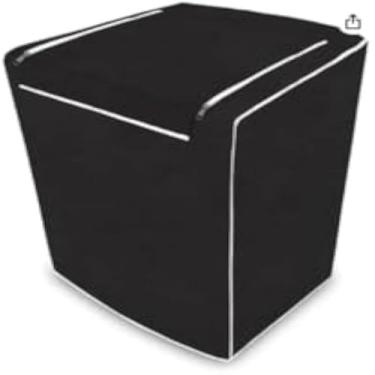 Imagem de Capa protetora para maquina de lavar roupa preta, estampa lavanderia, grande ,duravel