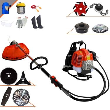 Imagem de Cortador de Grama Costal Completa À Gasolina Terra GRC430 Motor 2 Tempos 43cc 1,7HP Alta Performance Com Carretel Nylon e Kit 7 Opções de Corte + EPI