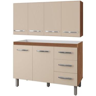 Imagem de Balcão Para Pia 2 Portas E Armário Aéreo 4 Portas Porto Off White/sava