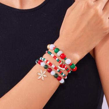 Imagem de Pulseiras de Natal para mulheres, berloques com contas, pulseira de batida, presente de Natal, acessórios de amizade, Medium, Latão, Sem Pedra Preciosa
