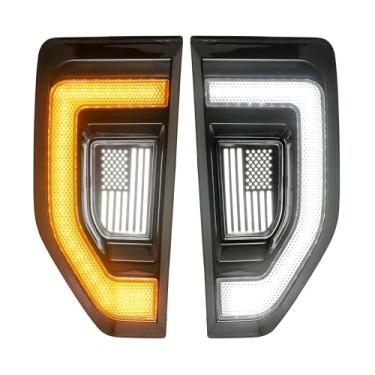 Imagem de Luzes de LED laterais para Ford Maverick 2022 2023 2024 2025, emblema blecaute de ventilação com setas sequenciais e luzes de circulação diurna, acessórios externos DRL (lente manchada)