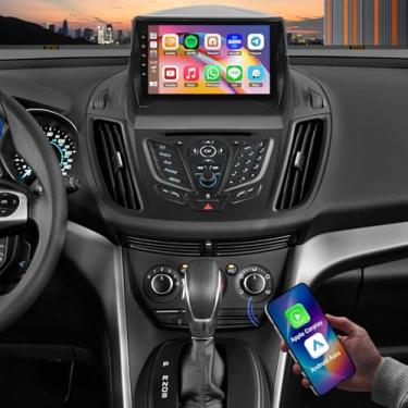 Imagem de Rádio de carro para Ford Escape 2013 2014 2015 2016 2017 2018 2019 com carplay sem fio Android Auto, unidade de cabeça estéreo com tela sensível ao toque de 22 cm compatível com Bluetooth RDS GPS/FM
