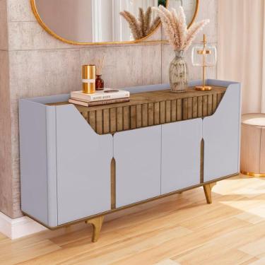 Imagem de Aparador Buffet Danubio 4 Portas 2 Gavetas Pé Madeira Maciça Off-white