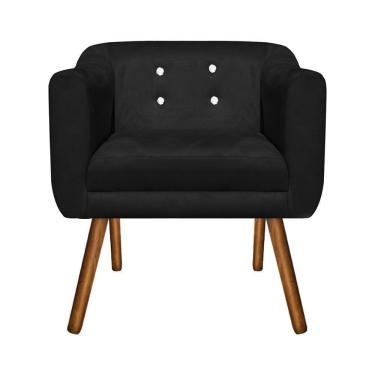 Imagem de Poltrona Sala Decorativa com Strass Julia Pé Palito Castanho Suede Preto M11- D'Rossi