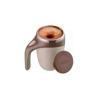 Imagem de Caneca Mixer Automática com Tampa, 380ml, Plástico ABS e Aço Inox, 14cm Diâmetro x 10.5cm Altura, Misturador Elétrico, Alimentação por Pilhas AA
