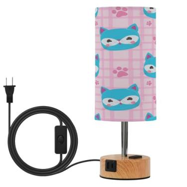 Imagem de Wassud Candeeiro de mesa de cabeceira com toque de gato azul fofo com 3 temperaturas de cor, luminária de mesa moderna com forro de sombra que cuida dos olhos para sala de estar, quarto, escritório