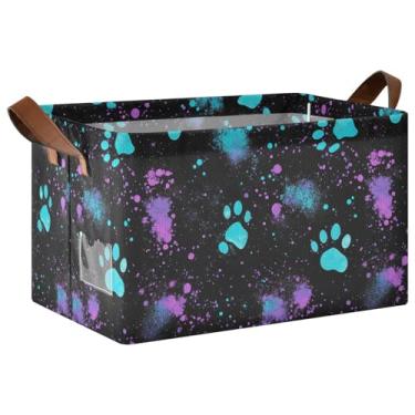 Imagem de Organizador de roupas para armazenamento de cobertor, cesta dobrável para brinquedos de cachorro com alças, caixotes coloridos para armário de patas 40 x 29 x 25 cm, 1 pacote