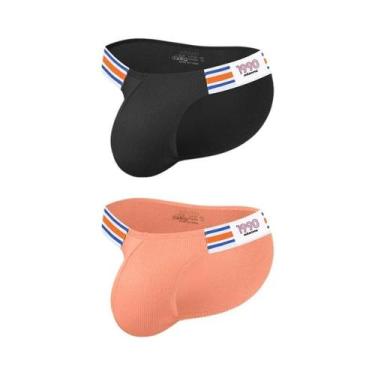 Imagem de Cuecas Masculinas De Algodão Listradas Azul Marinho, Modelo Biquíni Tr