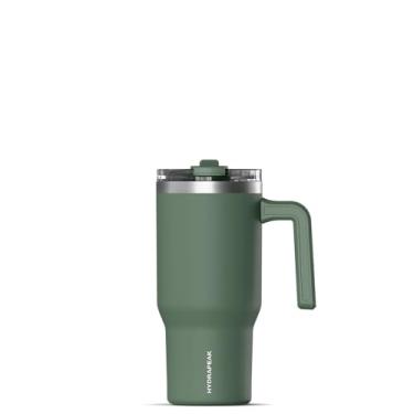Imagem de Hydrapeak Voyager Copo de aço inoxidável de 740 ml com alça, garrafa de água isolada com canudo e tampa, caneca de viagem reutilizável para porta-copos (folha de sálvia)