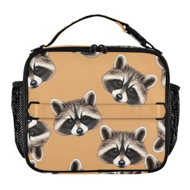 Imagem de Lancheira personalizada desenhada marrom guaxinim laranja para mulheres meninas lancheira alça de ombro ajustável masculina crianças lancheira para trabalho com estampa animal bolsa isolada