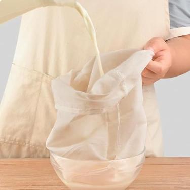 Imagem de 1 saco reutilizável de pano de queijo, coadores de alimentos de nylon, ideia para coar leite de nozes, bebida fria, chá, iogurte e café - fácil de limpar, 28 x 29 cm