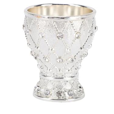 Imagem de Zerodis Copo de Vinho Vintage, Cálice de Liga de Zinco Estilo Gótico Com Aparência Brilhante, Toque Confortável, Copo para Beber para Casamentos de Buda, Bênçãos de Decoração de Casa (Prata)