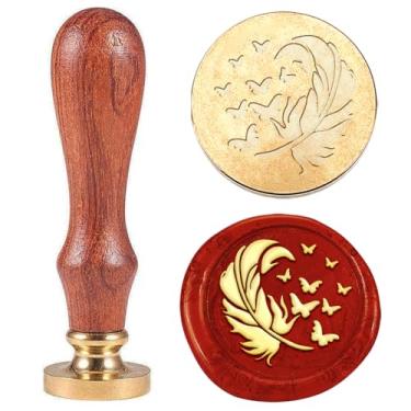 Imagem de 1 conjunto de carimbos de cera, estampa borboleta, carimbos de cera de vedação de latão sólido com alças para festas, cartões de convite de casamento, envelopes, carta de embrulho de presente, 8,3 x