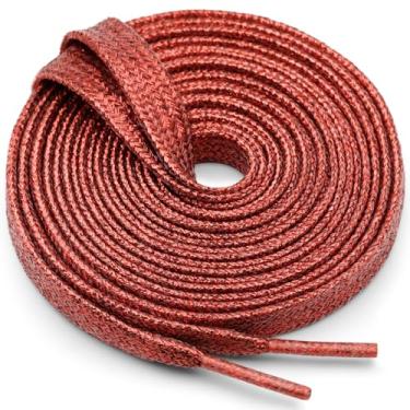 Imagem de WEGOODZF Cadarços planos com glitter: cadarços metálicos brilhantes para tênis - 2 pares, 04 Vermelho grande, 59 inch (150CM)