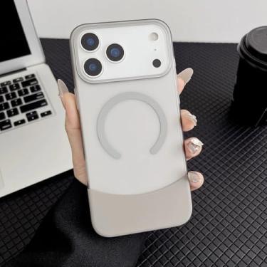 Imagem de SFDSUH Capa magnética para iPhone 16 Plus com carregamento sem fio e proteção contra impactos (para iPhone 16 Plus/cinza)