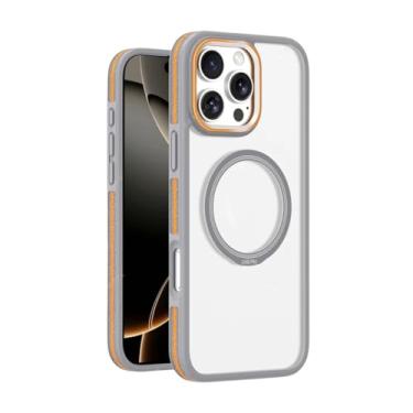 Imagem de HJZSZX Capa protetora magnética com carregamento sem fio para iPhone 16 Plus, capa rígida à prova de choque (para iPhone 16 Plus/cinza)