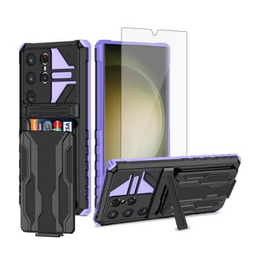 Imagem de Asuwish Capa de celular para Samsung Galaxy S24 Ultra 5G com película protetora de tela de vidro temperado e suporte fino para cartão de crédito com suporte, acessórios para celular S24Ultra 24S S 24