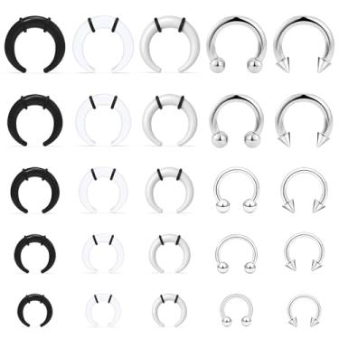 Imagem de Jenxnjsjo 14/12/10/8/6 g Kit de alongamento de septo para piercing de nariz e orelha para mulheres e homens, Metal, Sem Pedra Preciosa