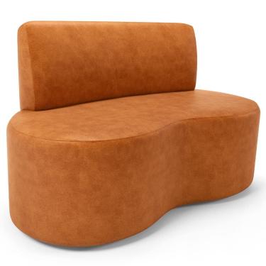 Imagem de Sofá 2 Lugares Orgânico Para Sala de Estar Living Larissa L02 Couríssimo Canela - Lyam Decor