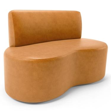 Imagem de Sofá 2 Lugares Orgânico Para Sala de Estar Living Larissa L02 Couríssimo Whisky - Lyam Decor