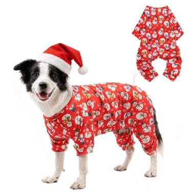 Imagem de SCENEREAL Pijama de Natal para cães pequenos, médios e grandes, meninas, meninos, roupas fofas para animais de estimação, suéter de inverno para filhotes, macacão macio para cachorrinhos de Natal