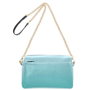 Imagem de Joitme Bolsa feminina transversal para celular elegante azul claro verde mar gradiente couro PU bolsa de ombro com alça de corrente