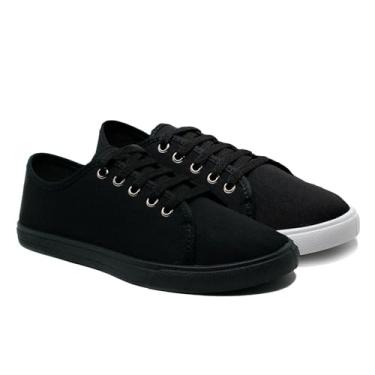 Imagem de Kit 2 Tênis Feminino Casual Clássico Confortável para Dia a Dia | Leve, Versátil e Estilo Clean (Preto + Preto e Preto, BR, Adulto, Numérico, 36)