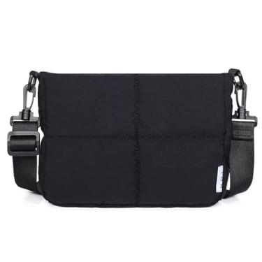 Imagem de NOL Natural Organic Lifestyle Bolsa tiracolo acolchoada pequena e leve para mulheres, à prova d'água com alça removível para compras, viagens e trabalho, preta