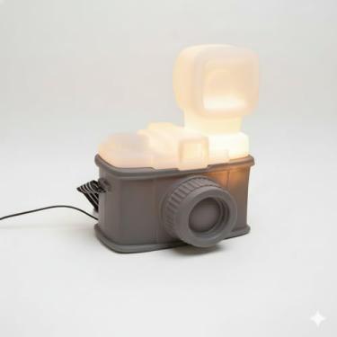 Imagem de Luminária 3D Câmera Retrô Fun Light LED - Abajur Decorativo Vintage - Efeito Ilusão de Ótica - Presente Criativo para Fotógrafos e Apaixonados por Imagens