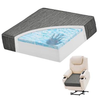 Imagem de baibu Almofadas reclináveis extra grandes de espuma viscoelástica de camada dupla, almofada de assento de cadeira de 50,8 x 50,8 x 12,7 cm para poltrona, sofá, capa lavável texturizada, base
