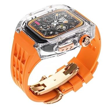 Imagem de SOMKB Pulseira de borracha transparente de 44 mm e 45 mm, kit de modificação, para Apple Watch 8 7 6 5 4 SE Series Watch Upgrade ModG (G, 45 mm)