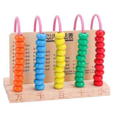 Imagem de Ferramenta de matemática educacional de 5 colunas de madeira Abacus para crianças