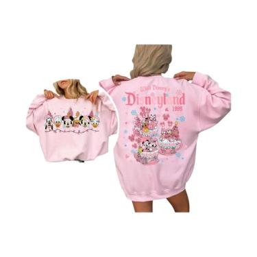 Imagem de Camiseta De Natal Disney Mickey E Amigos Rosa, Camiseta De Dois Lados 