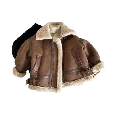 Imagem de Jaqueta De Couro De Cashmere Grossa Para Meninos E Meninas, Casaco Que
