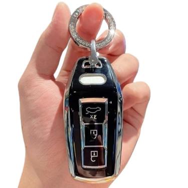 Imagem de Capa tpu para chave de carro, compatível com audi a3 a5l q6 a6l q5 2025, formato de carro, controle remoto, acessórios de proteção(F-black keyring)