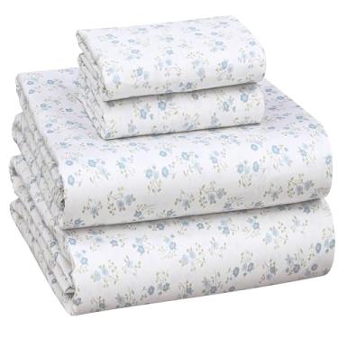 Imagem de RUVANTI Jogo de cama King California 100% algodão – Tecido de cetim macio e sedoso para uma sensação de hotel de luxo, bolso profundo de 35,5 cm, refrescante, respirável e durável, 4 peças, estampa