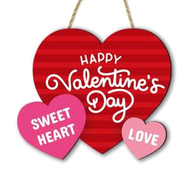 Imagem de Decorações de Dia dos Namorados, decoração de porta de madeira para o dia dos namorados, placa de pendurar em forma de coração, feliz dia dos namorados, decoração de porta da frente para varanda