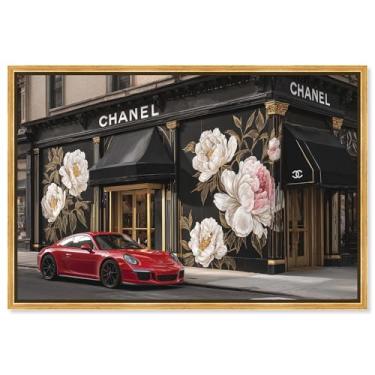 Imagem de Arte de parede glamorosa com impressão em tela peônias e ouro da Art Remedy, moldura dourada, 38 x 25 cm