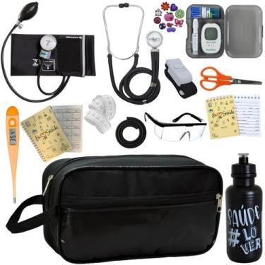 Imagem de Kit de Enfermagem Aparelho de Pressao Estetoscopio Necessaire Medidor 