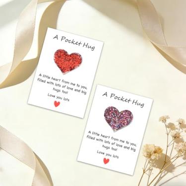 Imagem de Token de abraço de bolso, presente de relacionamento de longa distância para mulheres amantes, presentes de aniversário do dia dos namorados para namorada coração rosa abraço de bolso para esposa